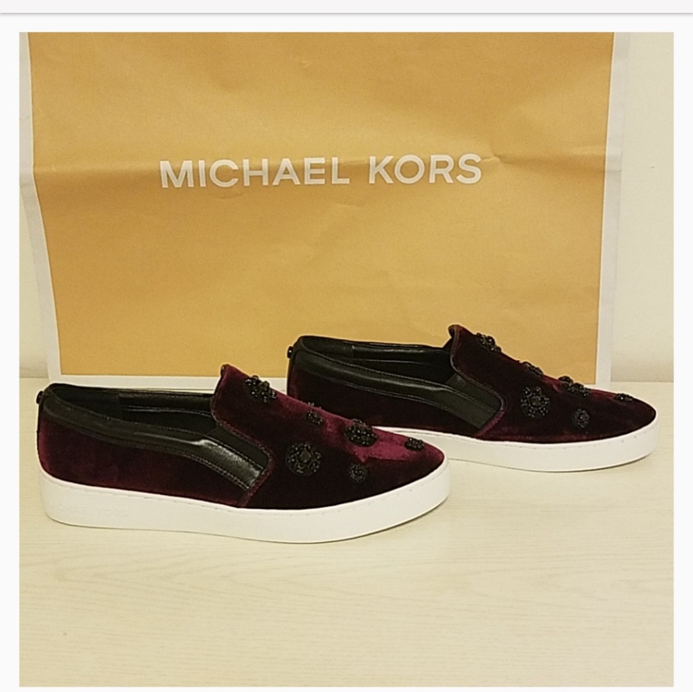 MK Embellished suede slip on